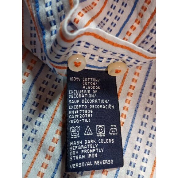 Tommy Hilfiger Shirt Men's Large Orange Button Front Long Sleeve 80s 2 ply‎ - Picture 8 of 9